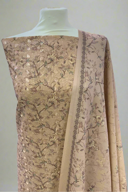 163 Flower Print Embroidered 3pc Warm Alpine Unstitched Suit