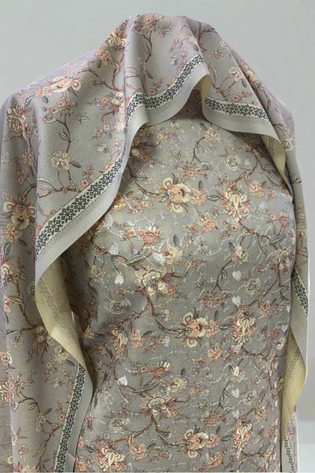 163 Flower Print Embroidered 3pc Warm Alpine Unstitched Suit