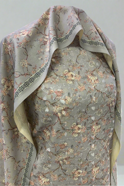 163 Flower Print Embroidered 3pc Warm Alpine Unstitched Suit