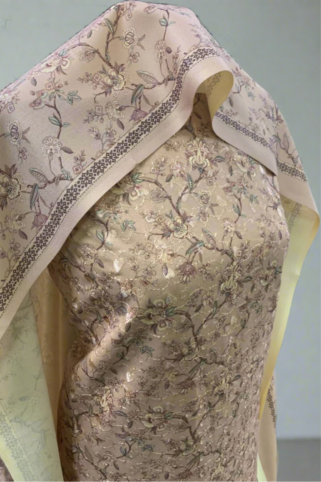 163 Flower Print Embroidered 3pc Warm Alpine Unstitched Suit