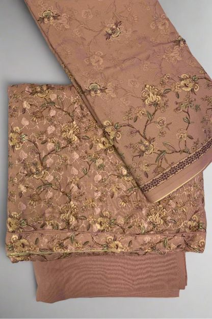 163 Flower Print Embroidered 3pc Warm Alpine Unstitched Suit