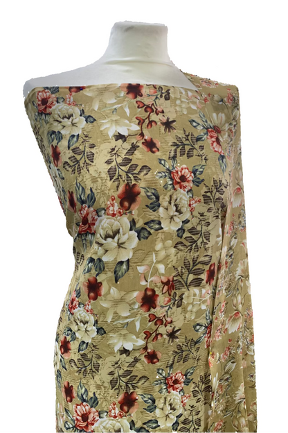D166 Floral Print 3pc Unstitched Crepe Suit (Copy)