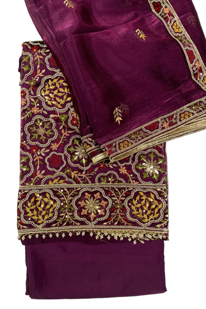 2076 Embroidery & Pearls 4pc Organza Party Suit