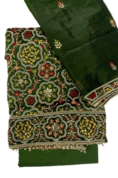 2076 Embroidery & Pearls 4pc Organza Party Suit