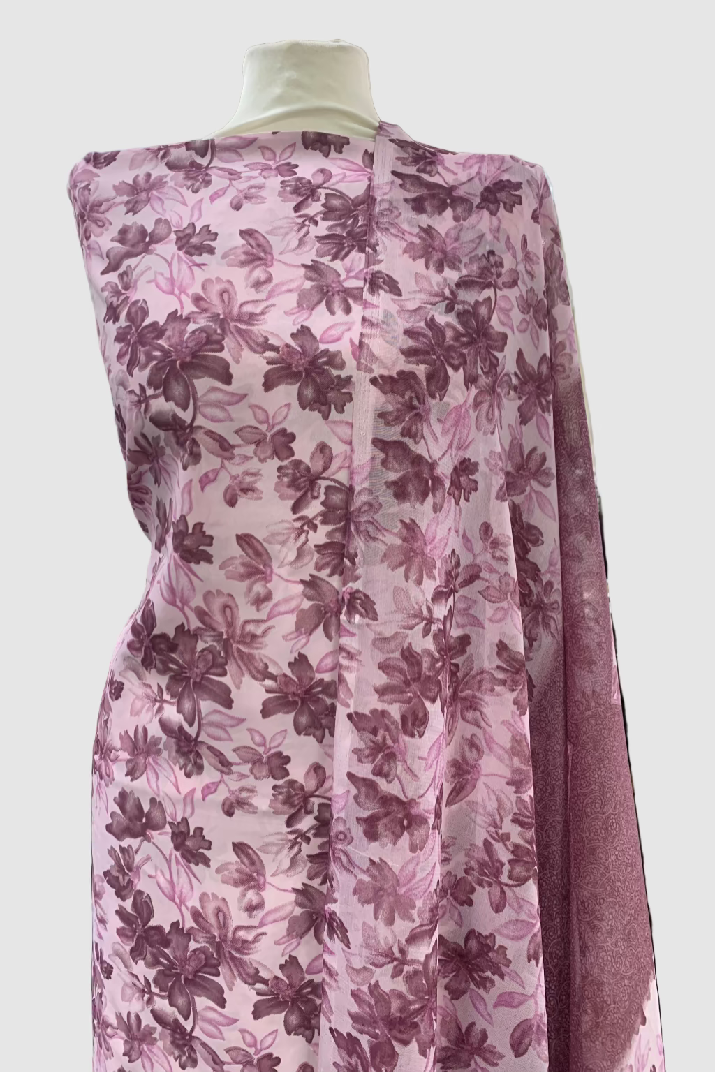 D168 Floral Print 3pc Unstitched Crepe Suit