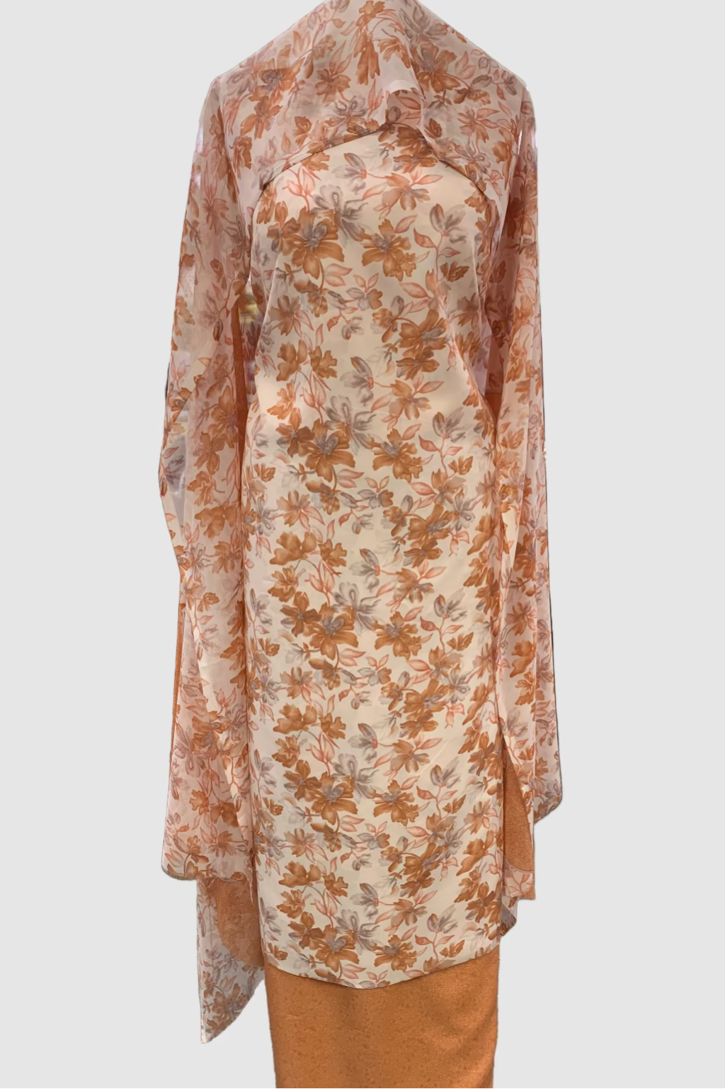 D168 Floral Print 3pc Unstitched Crepe Suit