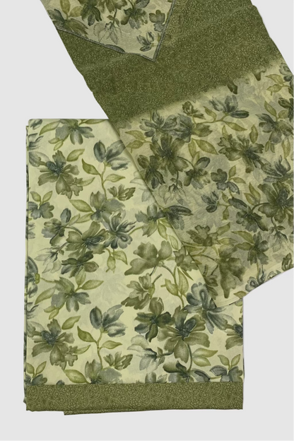 D168 Floral Print 3pc Unstitched Crepe Suit