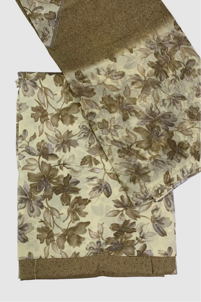 D168 Floral Print 3pc Unstitched Crepe Suit