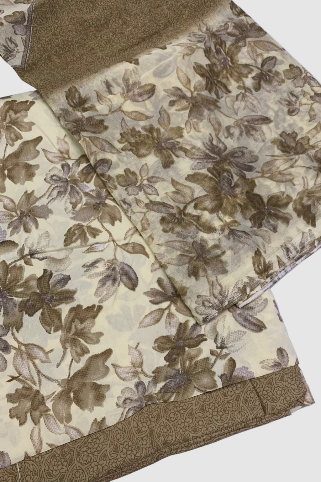 D168 Floral Print 3pc Unstitched Crepe Suit