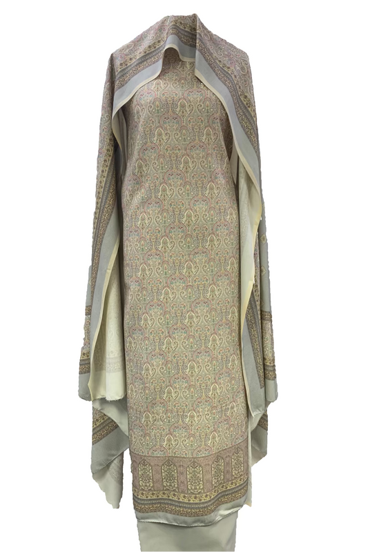 250 Paisley Floral Print 3pc Warm Alpine Unstitched Suit