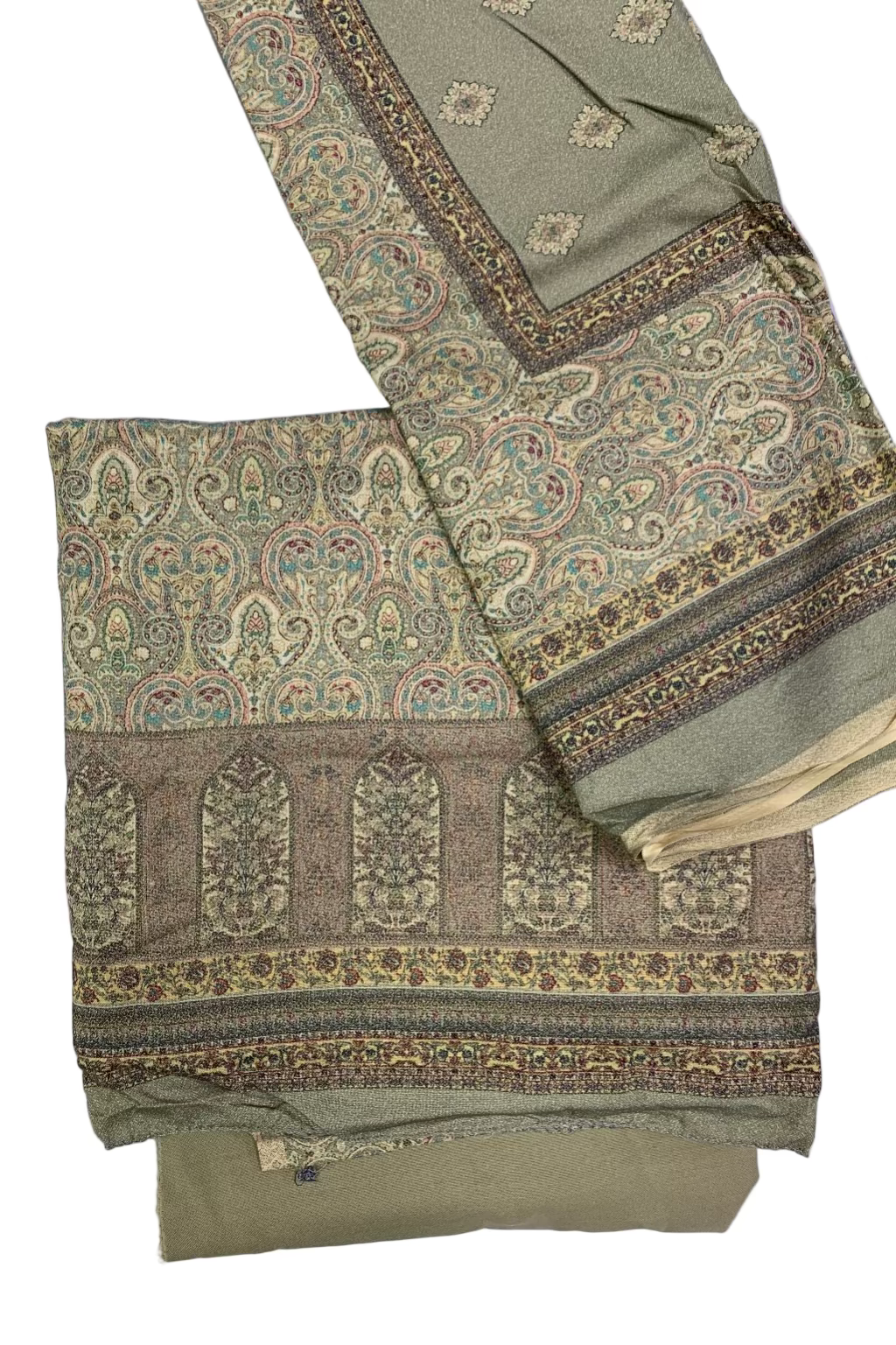 250 Paisley Floral Print 3pc Warm Alpine Unstitched Suit