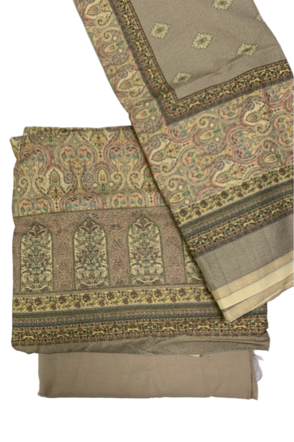 250 Paisley Floral Print 3pc Warm Alpine Unstitched Suit