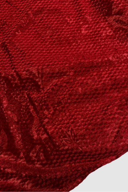 Close-up of a textured red fabric