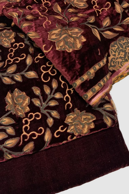 1705 Floral Print 3pc Unstitched Velvet Palachi Suit