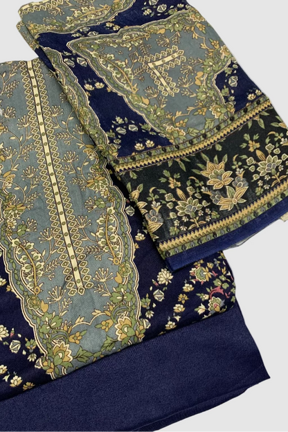 292 Floral Print 3pc Warm Pashmina Unstitched Suit