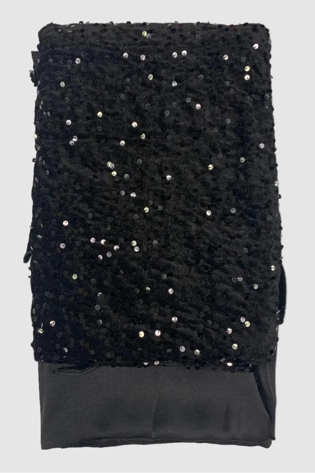 Black velvet fabric with sequins on a white background