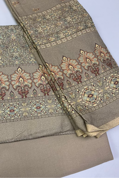253 Paisley Floral Print 3pc Warm Alpine Unstitched Suit