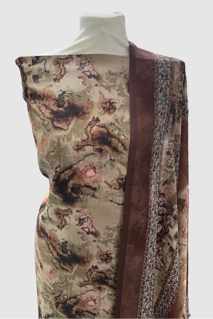 Patterned fabric on a mannequin in a store setting