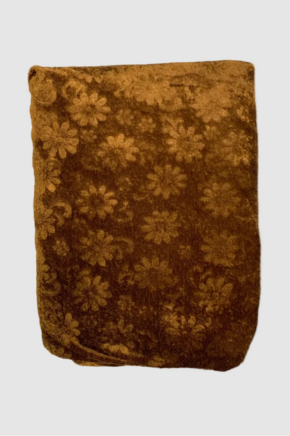 Brown floral-patterned fabric on a white background