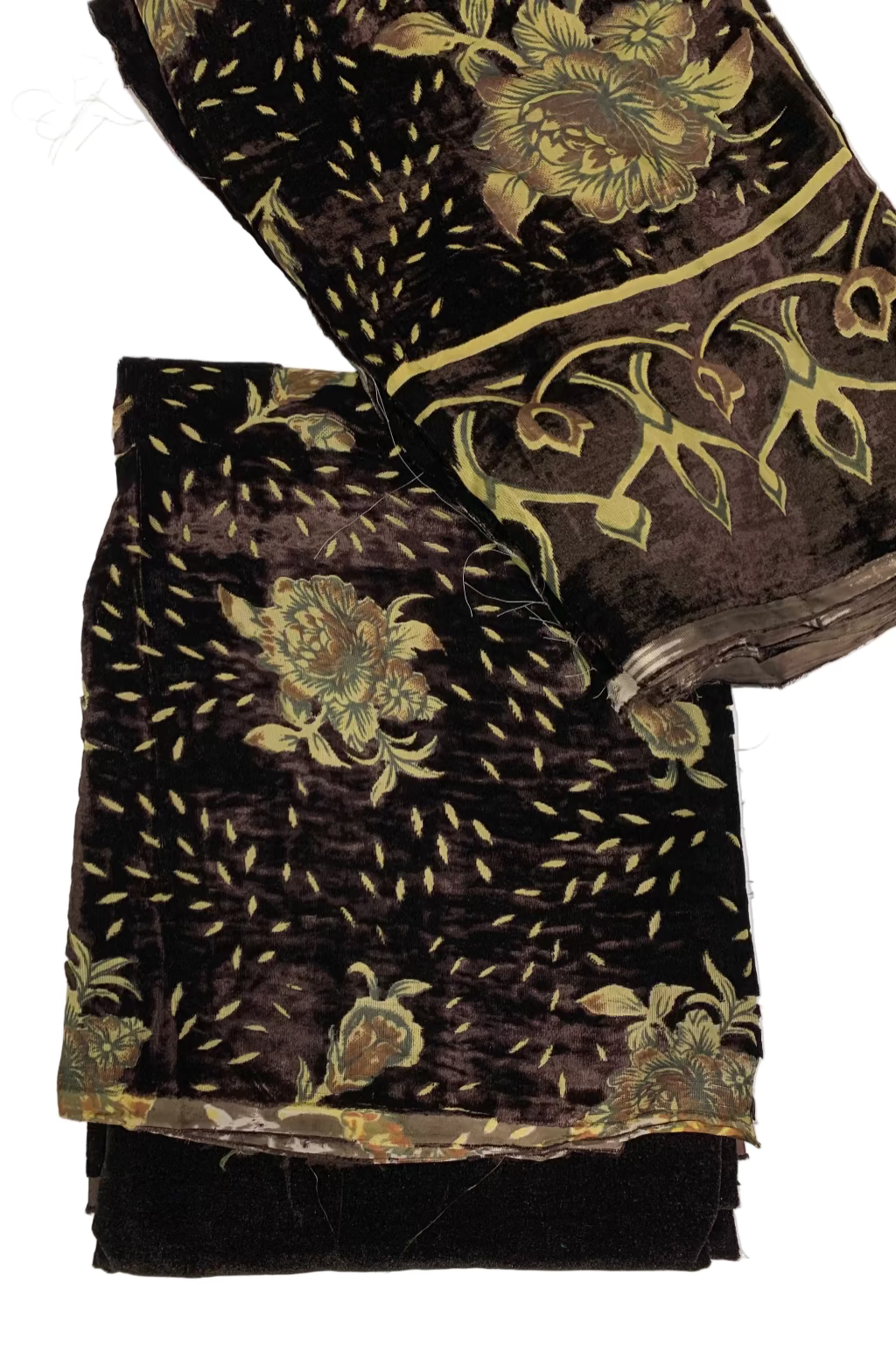 Decorative fabric with floral patterns on a white background