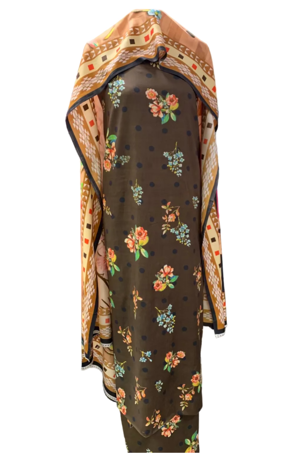 D173 Floral Full Print 3pc Unstitched Cotton Suit