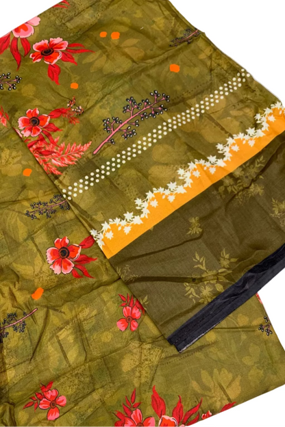 D173 Floral Full Print 3pc Unstitched Cotton Suit