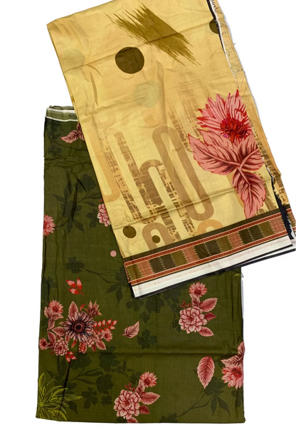 D173 Floral Full Print 3pc Unstitched Cotton Suit