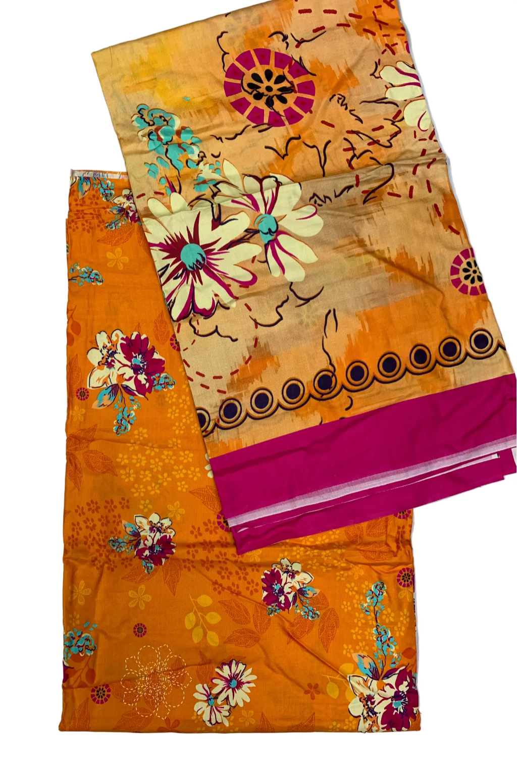 D173 Floral Full Print 3pc Unstitched Cotton Suit