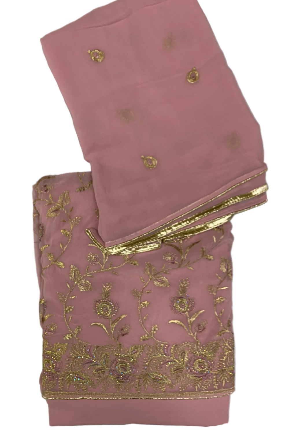 692 Floral Embroidery 4pc Unstitched Chiffon Suit with Diamante