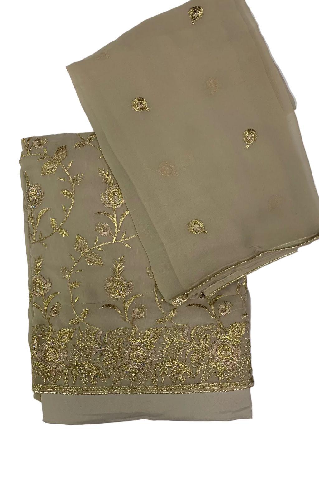 692 Floral Embroidery 4pc Unstitched Chiffon Suit with Diamante