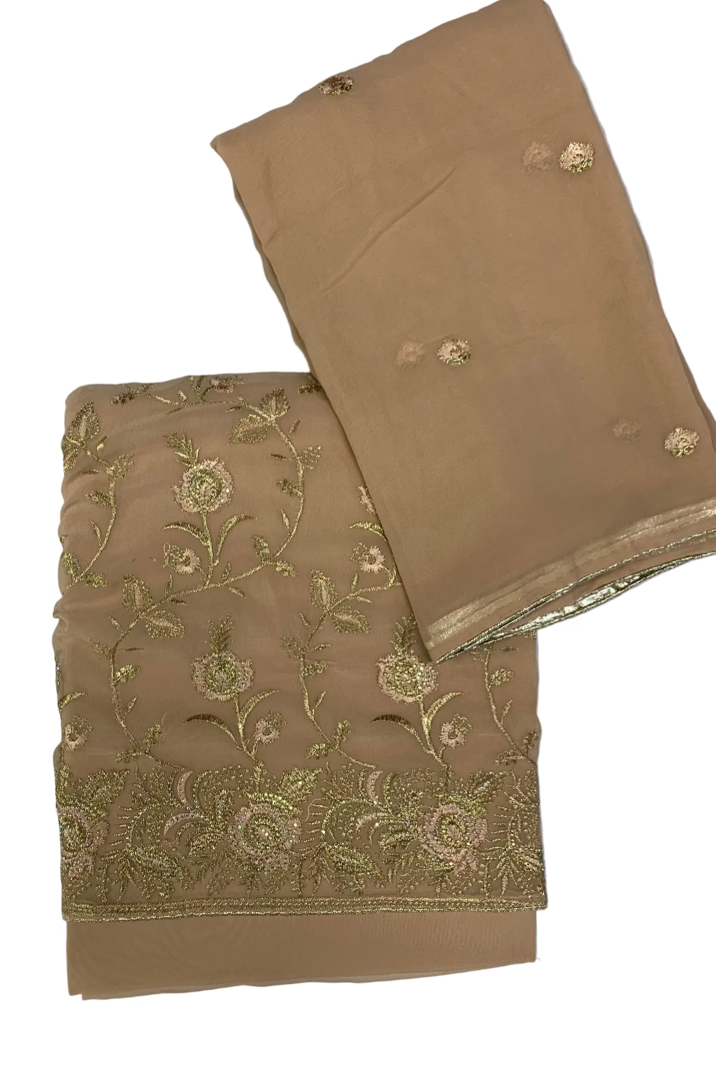 692 Floral Embroidery 4pc Unstitched Chiffon Suit with Diamante