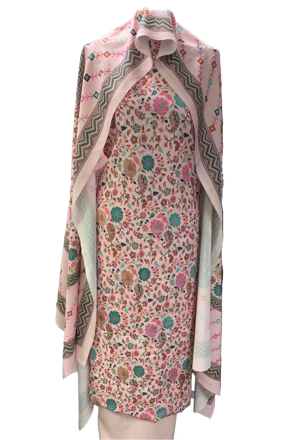 1689 Floral Print 3pc Unstitched Cotton Suit