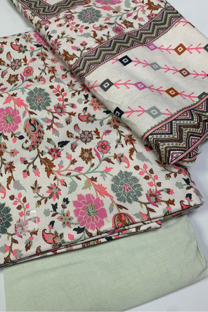 1689 Floral Print 3pc Unstitched Cotton Suit