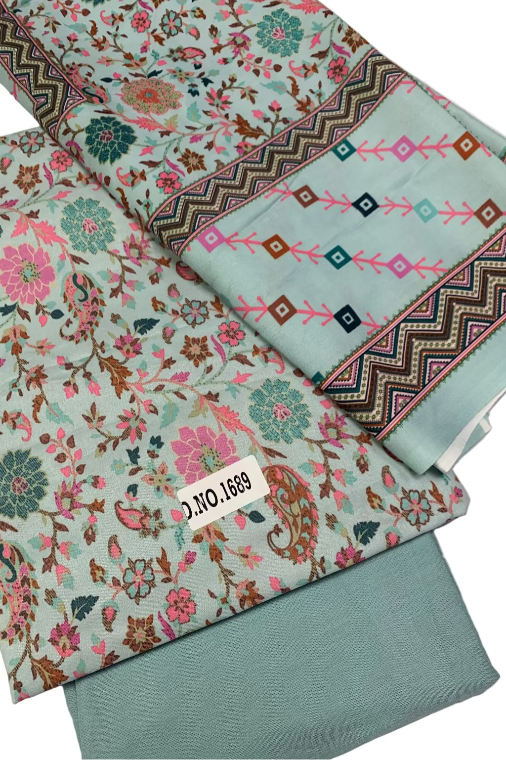 1689 Floral Print 3pc Unstitched Cotton Suit