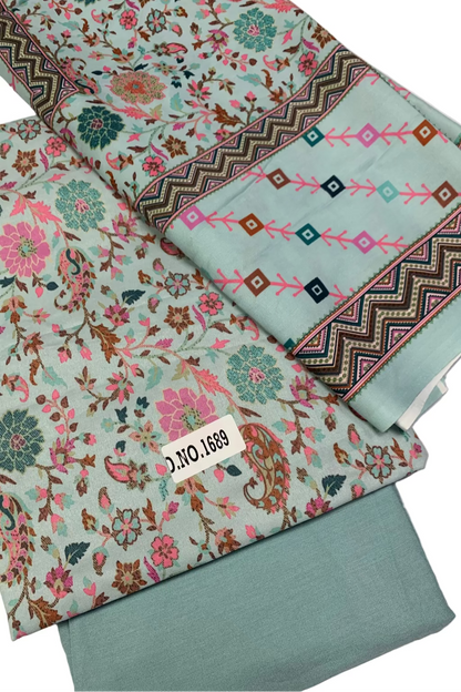 1689 Floral Print 3pc Unstitched Cotton Suit