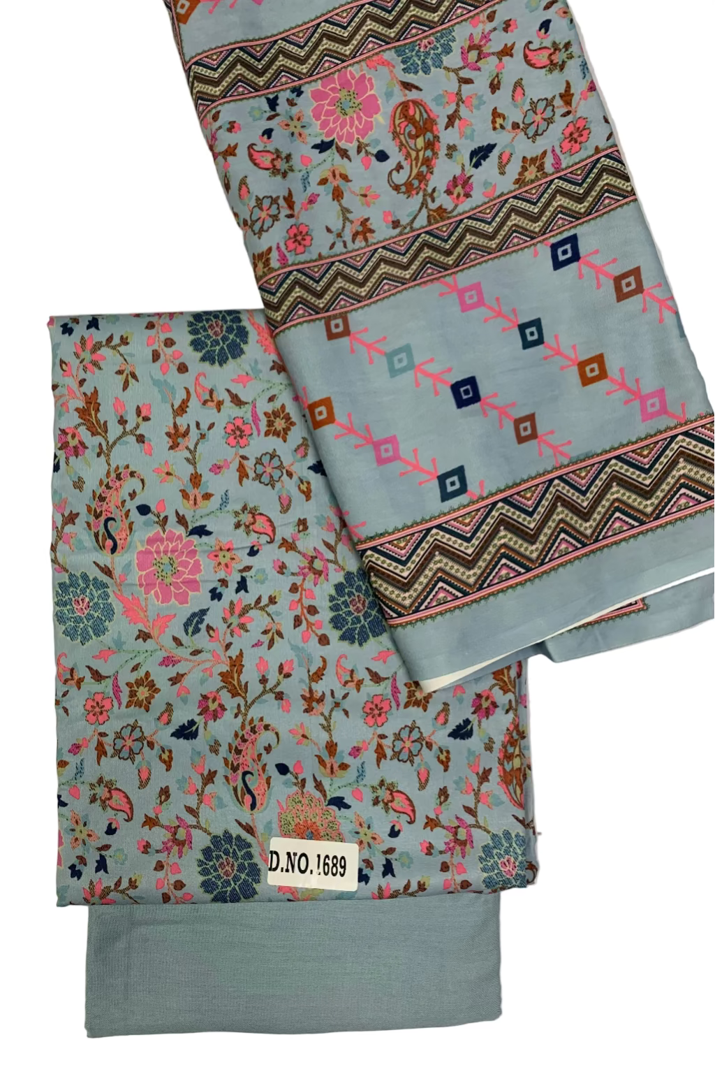 1689 Floral Print 3pc Unstitched Cotton Suit