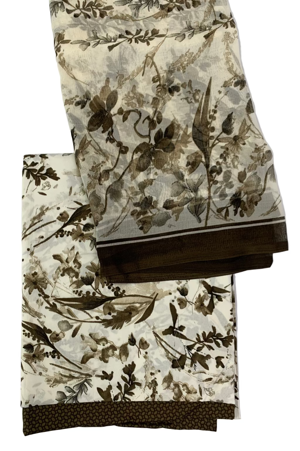 Two floral-patterned pieces of fabric on a white background
