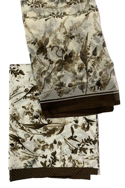 Two floral-patterned pieces of fabric on a white background
