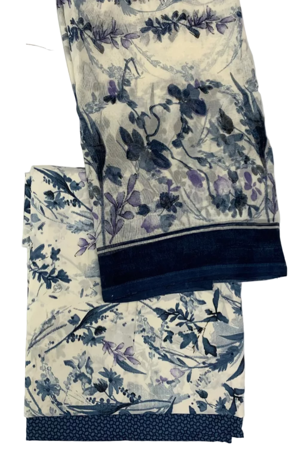 Floral-patterned fabric with a dark border on a light background