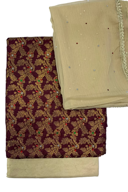 Two pieces of fabric with intricate patterns on a white background