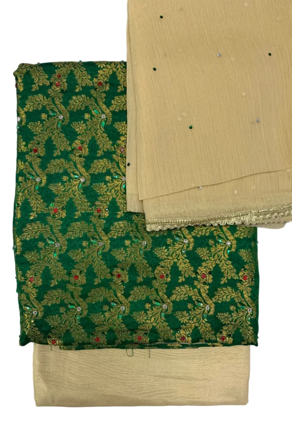 D176 Ladies Banarsi Floral Jacquard 3pc Unstitched Suit