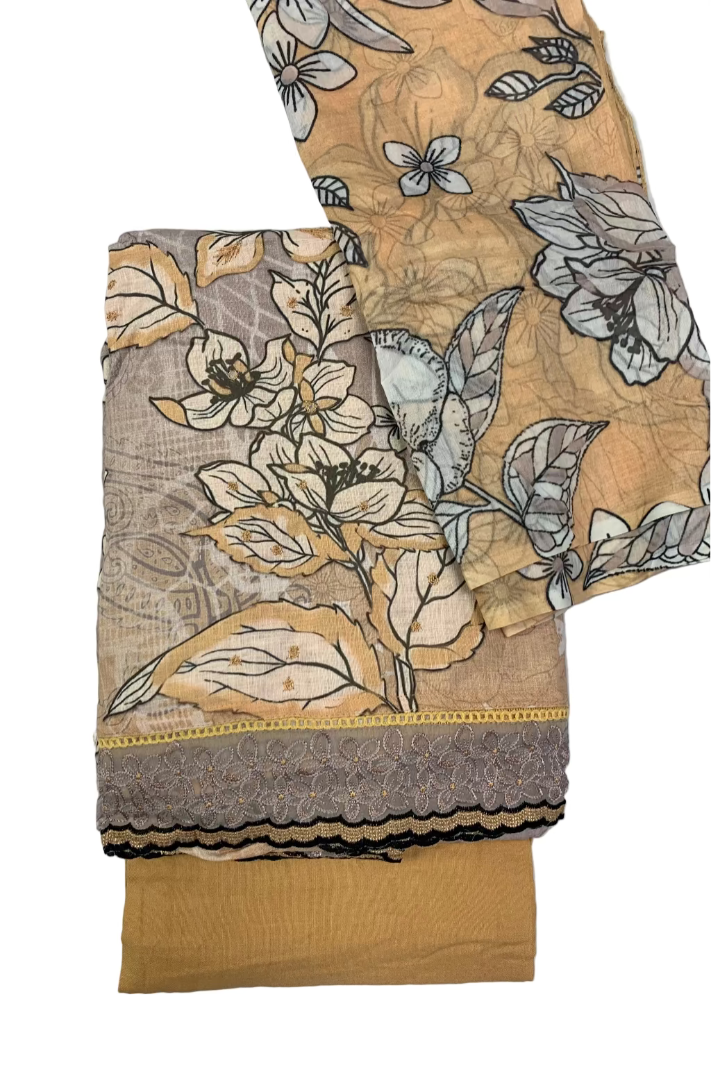 Floral patterned fabric with a plain background