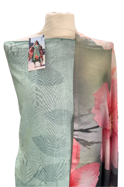 Print suit on a mannequin with a clothing store background