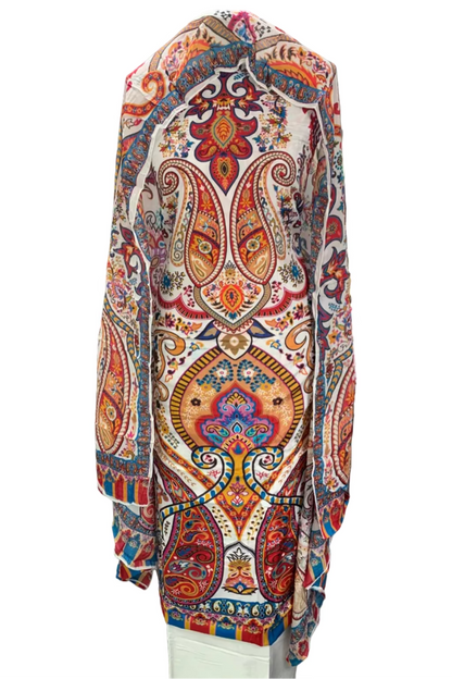 Kalamkari Paisley Digital Print 3pc Unstitched Modal Silk Suit