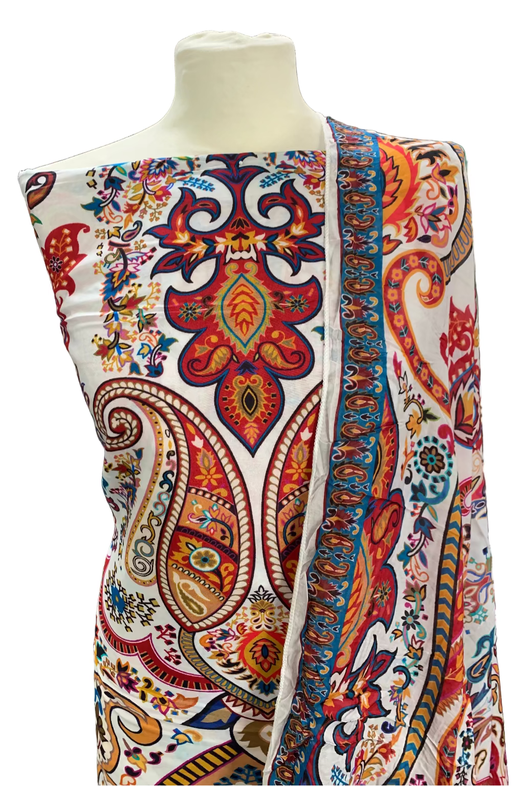 Kalamkari Paisley Digital Print 3pc Unstitched Modal Silk Suit