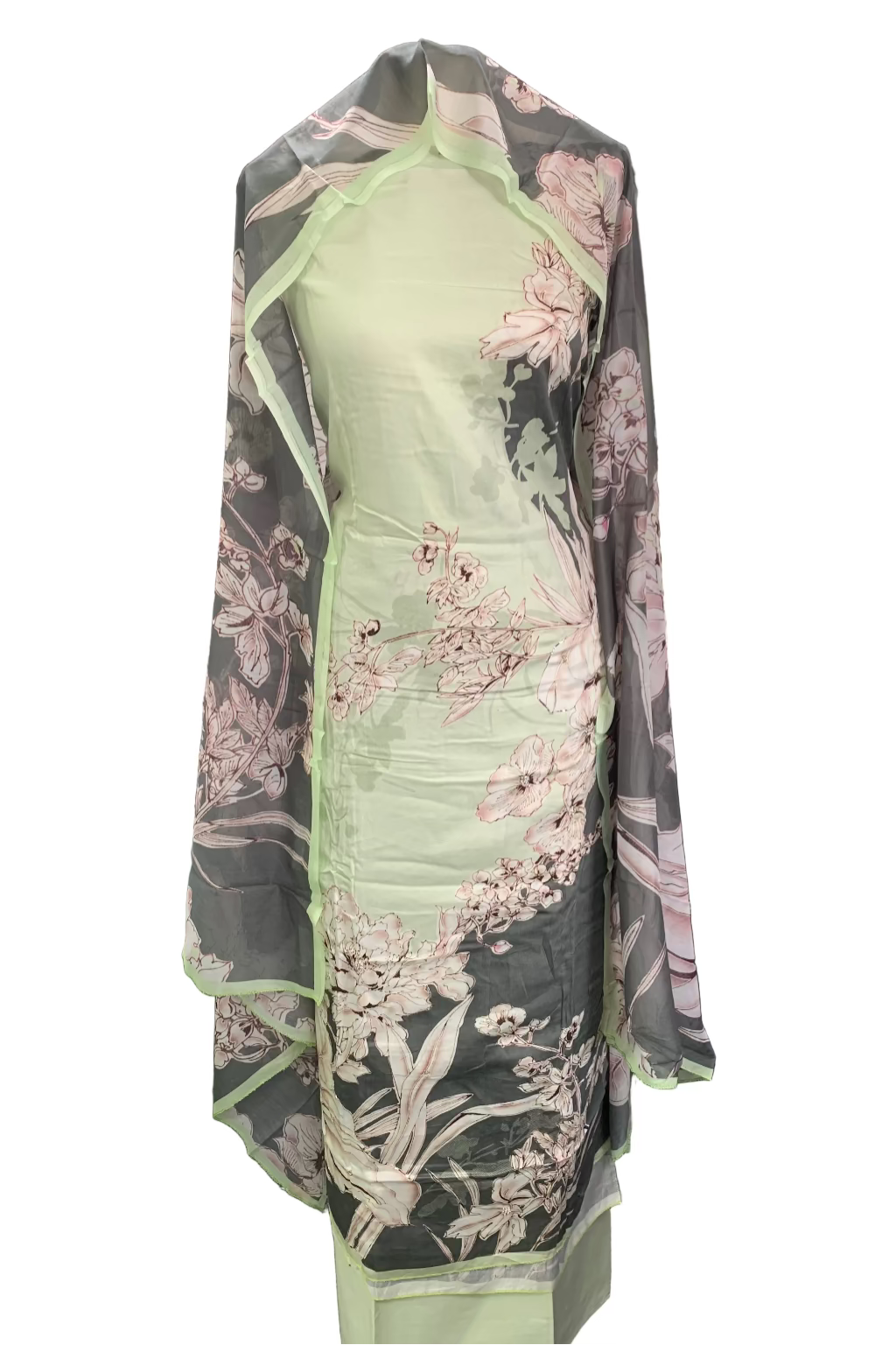 Floral dress on a mannequin in a fabric store