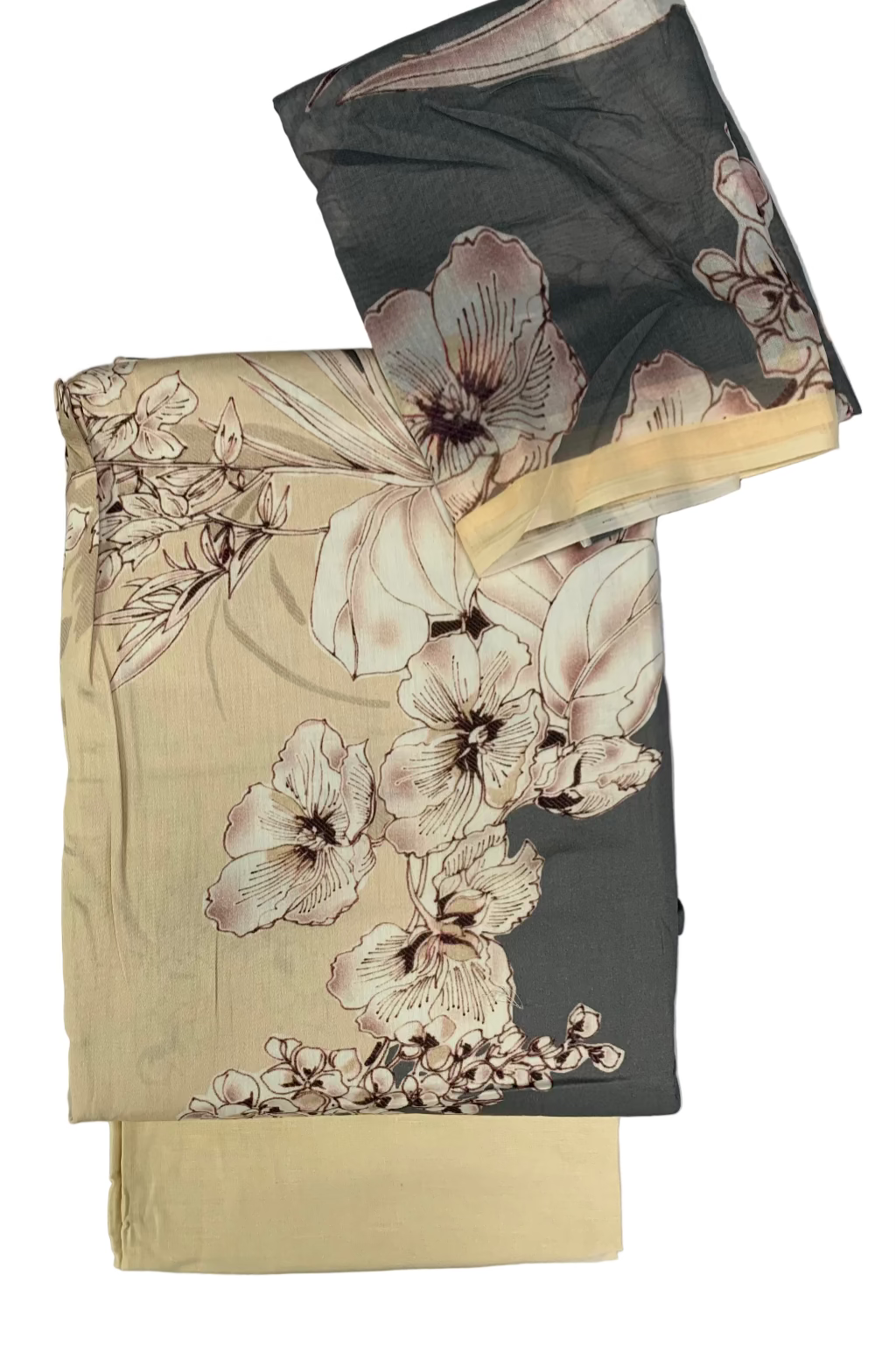 Two floral-patterned cloths on a white background