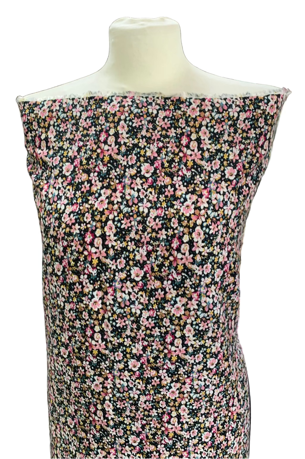 Floral dress on a mannequin in a fabric store