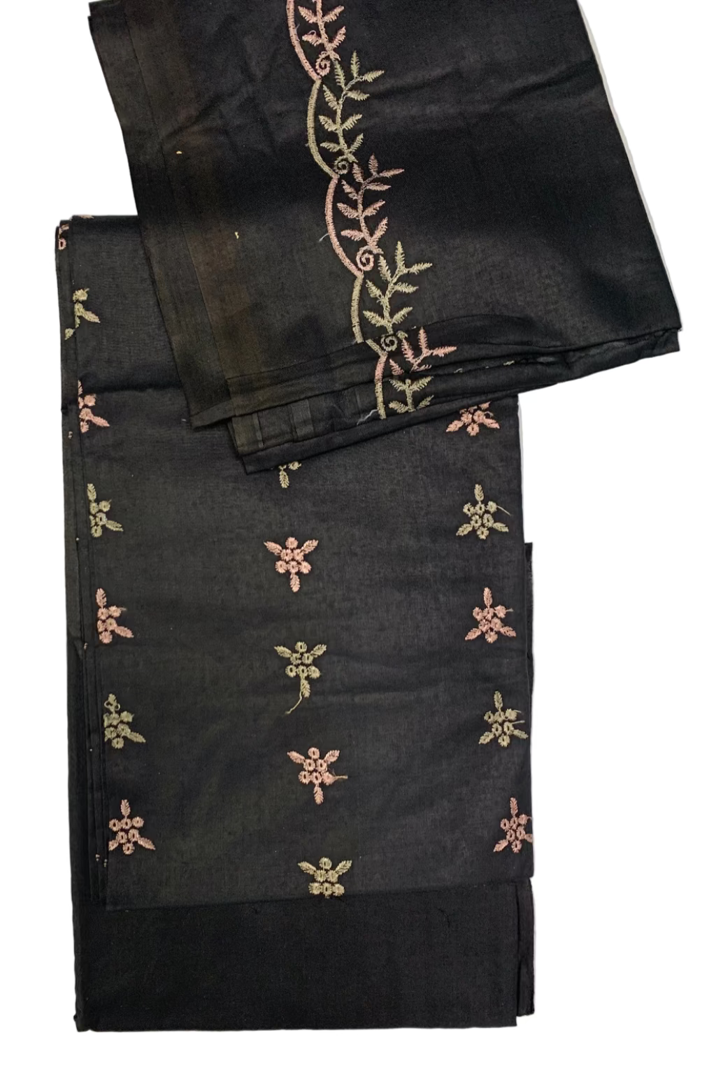 V101 Floral Embroidery 3pc Unstitched Viscose Suit