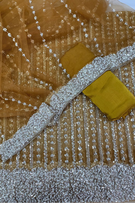 D3N Pearls & Sequin 4pc Net Heavy Party Suit